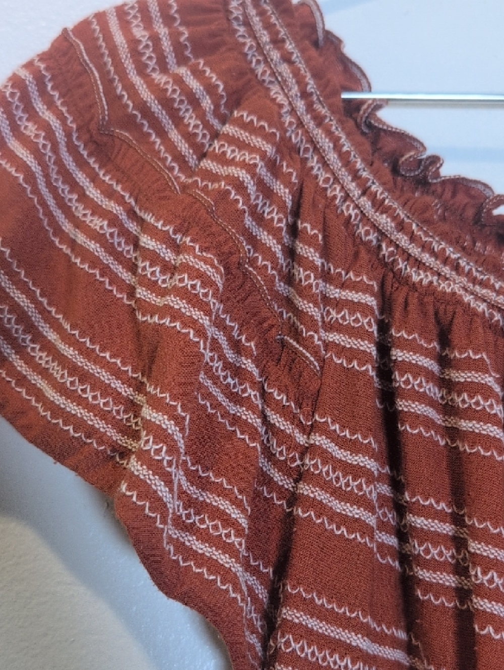 Max Studio Rust-Striped Off-Shoulder Tunic - Picture 4 of 6